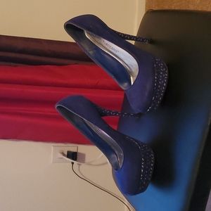 Navy blue platform heels by Just Fabulous